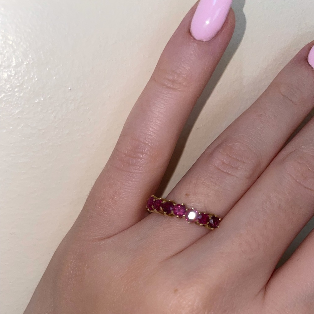Ruby half eternity band 18k gold - Picture 15 of 17